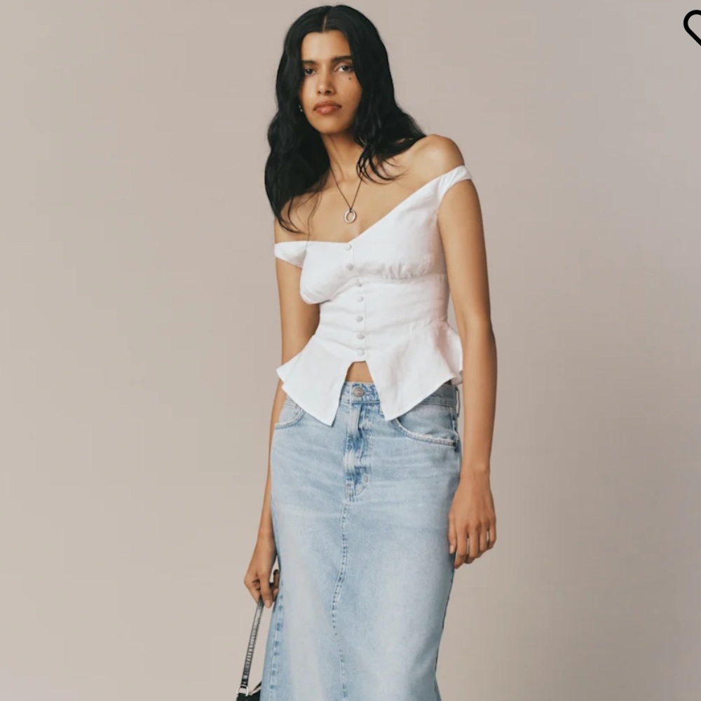 Reformation Lilly Linen Top Ivory - Picture 5 of 6